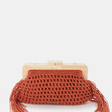 Orange macramé clutch