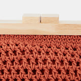 Orange macramé clutch