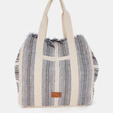 Black embroidered cotton beach bag