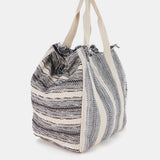 Black embroidered cotton beach bag
