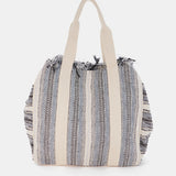 Black embroidered cotton beach bag