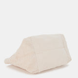 Beige embroidered cotton beach bag