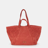 Orange embroidered cotton beach bag