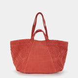 Orange embroidered cotton beach bag