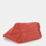 Orange embroidered cotton beach bag