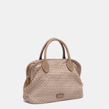 Bolso de mano trenzado beige