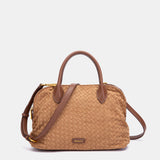 Bolso de mano trenzado cognac