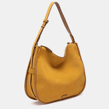 Shoulder bag made from recycled materials in amber.