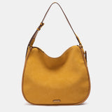 Shoulder bag made from recycled materials in amber.