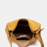 Shoulder bag made from recycled materials in amber.