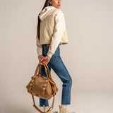 Shopper in materiali riciclati beige.