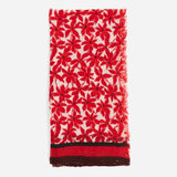 Women's wool scarf with mini floral print in red