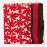 Women's wool scarf with mini floral print in red