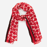 Women's wool scarf with mini floral print in red