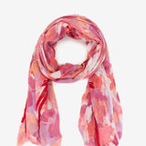 Viscose scarf with abstract coral print