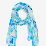 Viscose scarf with abstract print in blue