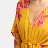 Caftán de algodón con estampado floral en ámbar