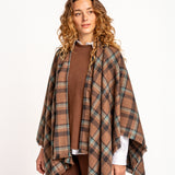 Poncho a cuadros marrón