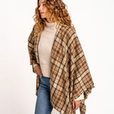 Poncho a cuadros taupe