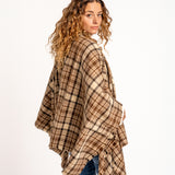 Poncho a cuadros taupe
