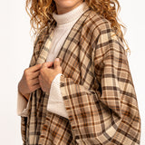 Poncho a cuadros taupe