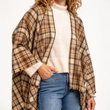 Poncho a cuadros taupe