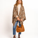 Poncho a cuadros taupe