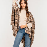 Poncho a cuadros taupe