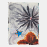 Wool scarf with orange floral print