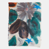 Wool scarf with orange floral print