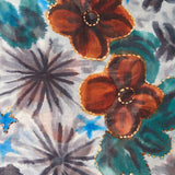 Wool scarf with orange floral print