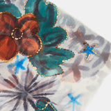 Wool scarf with orange floral print