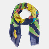 Pañuelo de lana con estampado floral azul