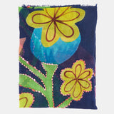 Pañuelo de lana con estampado floral azul