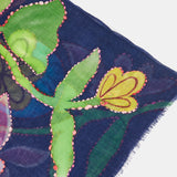 Pañuelo de lana con estampado floral azul