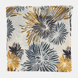 Black floral print wool scarf