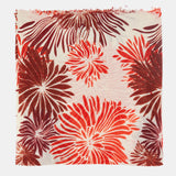 Wool scarf with orange floral print