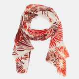 Wool scarf with orange floral print