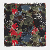 Pañuelo de lana con estampado floral negro