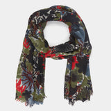 Pañuelo de lana con estampado floral negro