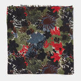 Pañuelo de lana con estampado floral negro