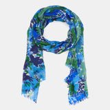 Pañuelo de lana con estampado floral azul