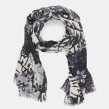 Pañuelo de lana con estampado abstracto negro