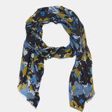 Pañuelo de lana con estampado floral negro