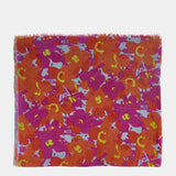 Pañuelo de lana con estampado floral naranja