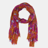 Pañuelo de lana con estampado floral naranja