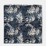 Grey floral print wool scarf
