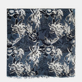 Grey floral print wool scarf