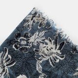 Grey floral print wool scarf