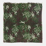 Pañuelo de lana con estampado floral verde